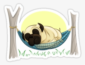 Pug In A Hammock Stickers By Anmgoug On Redbubble - Cafepress Pug In A Hammock Pillow Case #4241996