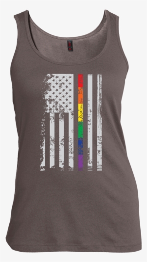 Rainbow Pride Usa Flag Strip T Shirt, Hoodie - Environment Color Women's Tank Tops #4242144
