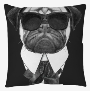 Hand Drawn Fashion Illustration Of Pug Dog With Sunglasses - Pug Sunglasses #4242721