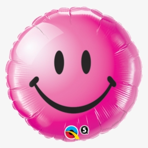 18" Redondo, Carita Feliz, Cereza Intenso - Pink Smiley Face Balloon #4244937