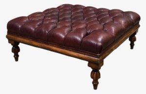 Square Brown Leather Tufted Ottoman With Solid Wood - Ottoman #4246732