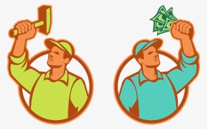 Worker Wielding Hammer Retro Banner #4246811