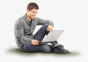 Laptop1 - Guy Sitting On The Ground #4247385