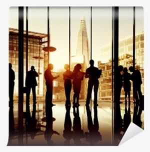 Silhouette Of Business People In London Office Wall - People Looking At Tall Building #4248109