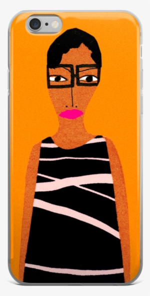 Woman With Black Dress On Orange #4250703