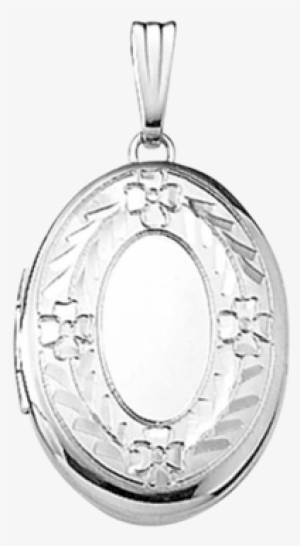 Wheat Border White Gold Locket #4250975