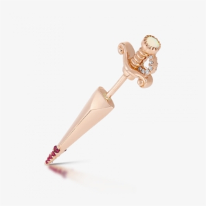 Opal And Diamond Long Sword With Ruby Drops Threaded - Jewellery #4256978