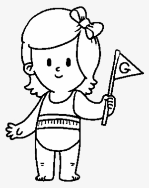 Dibujo De Niña Con Banderín Para Colorear - Niña Pequeña Dibujo #4260219