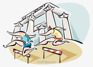 People Jumping Hurdles Royalty Free Vector Clip Art - Atletismo Dibujo #4260459