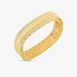 Roberto Coin Satin Finish Bangle With Diamond Edges - Bangle #4261361