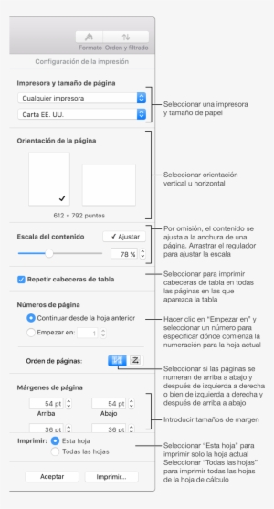 El Panel “configuración De La Impresión” Con Controles - Spreadsheet #4262276
