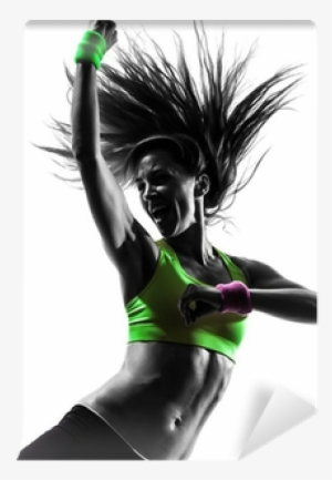 Papier Peint Femme Exerçant Zumba Fitness Silhouette - Personalized Sound Reactive Led Slotted Glasses #4262324