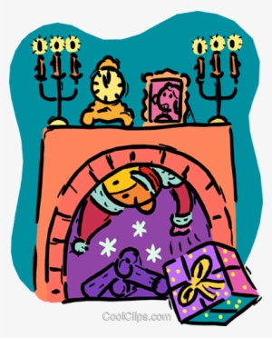 Santa Claus Coming Down The Chimney Royalty Free Vector - The Night Before #4263260