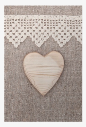 Burlap Background With Lacy Cloth And Wooden Heart - Fondo Arpillera Con Encaje #4265340
