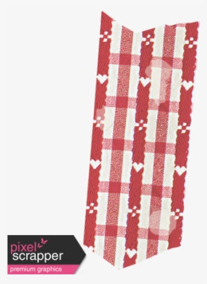Hearts Washi Tape - Red And White Check Fabric Pattern With Hearts Apple #4271301