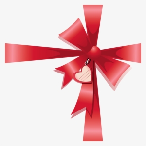 Valentine Decorative Bow With Heart Png Clipart - Valentine Bow Png #4271449