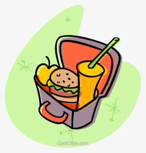 Lunch Box With A Hamburger Royalty Free Vector Clip - Lunch Time #4273092