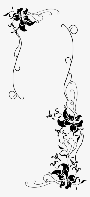 Clipart - Vintage Flow - - Black And White Floral Borders #4275046