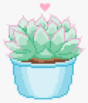 Succulent Heart Plant Plants Grunge Pixel Gre - Aesthetic Pastel Pixel Art #4276389