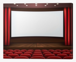 Cinema With White Screen, Curtain And Seats - Canvas Print #4278852