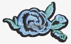Blue Rose Motif Embroidered Patch - Wool #4280044
