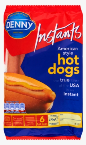 6 American Style Hot Dogs - Denny Deli Style Traditional Style Ham 15 Slices 270g #4281167