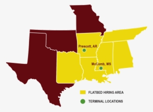 Our Cdl-a Flatbed Opportunities Expand From Company - Map Of Arkansas Mississippi Alabama Tennessee Louisiana #4285891