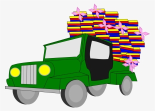 Jeep Green Vector Png Clip Arts - Car With Four Wheels Clipart #4286891