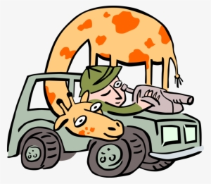 Vector Illustration Of African Giraffe With Safari - Clip Art #4286893