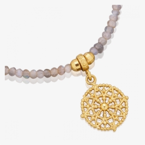 Grey Labradorites Bracelet With Gold Beads And Emma - Bransoletka Z Labradorytów #4287200