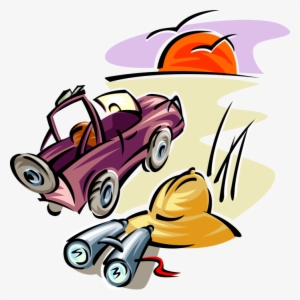 Vector Illustration Of Travel Safari Jeep With Pith - Clip Art #4287280