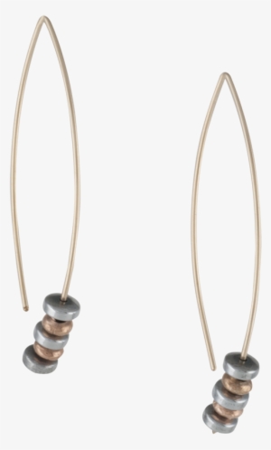 Gold Earrings With Hematite And Gold Beads - Earrings #4287629