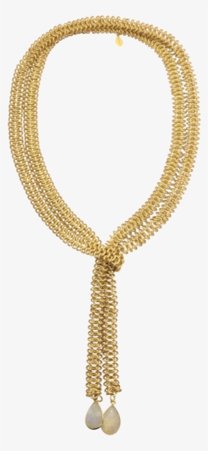 Teramasu Gold Scarf Necklace With Moonstone - Gold #4287673