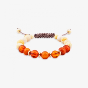 Bracelet With Gold Middle Pieces And Amber Beads In - Amber #4288093