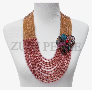 Handmade Unique Pearl Jewelry, Made With Pink Pearl - Multi-strand Necklace #4288138