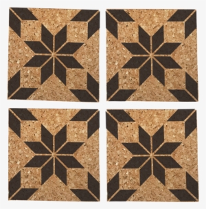 Eight-pointed Large Star Quilt Pattern Cork Coasters, #4293646