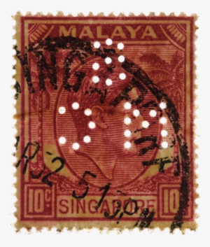 Post-war Smc Perfin , With A Defective Singaporf Datestamp #4293962 Post-war Smc Perfin , With A Defective Singaporf Datestamp #4293962