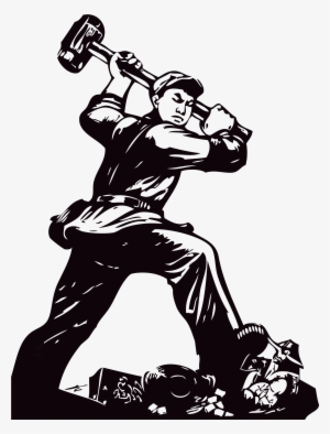 Hand Painted Black Working People Decoration Vector - Advertising #4293964