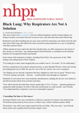 Black Lung Why Respirators - Portable Network Graphics #4295587