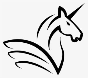 Unicorn Horse Head With A Horn And Wings Comments - Horse Face Logo Clipart Black And White #4295945