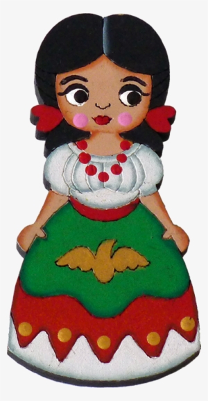 "china Poblana" Traditional Dress Magnet, Wooden Xochico - Imagen De China Poblana Caricatura #4296527