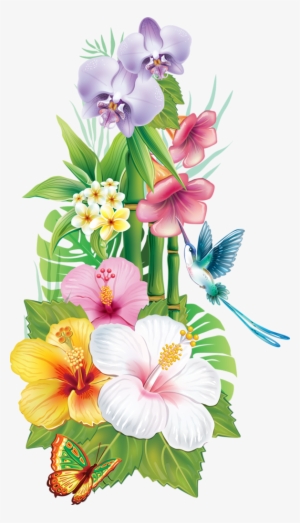 Tropical Flores Vectorizadas, Pintura En Tela, Pintar, - Buenos Dias Pensamientos Del Alma #4296787