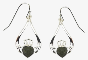 Claddagh Connemara Marble Silver Drop Earrings - Irish Connemara Marble Claddagh Earrings By J. C. Walsh #4298795