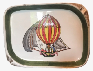 Vintage Italian Ceramic Hot Air Balloon Wall Plate - Ceramic #4299809