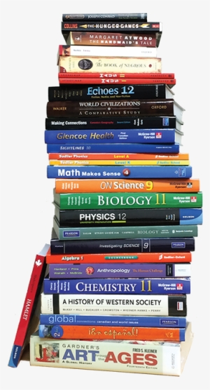 Book Stack No Back Reduced Web - Canadian High School Textbooks #432158