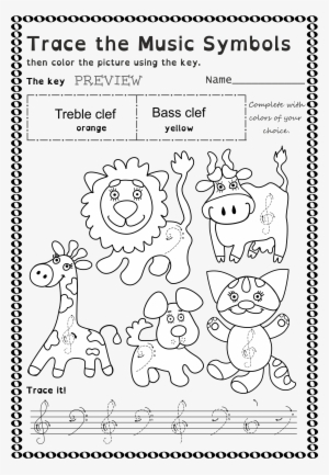 Funny Worksheets To Trace Basic Music Symbols For Younger - Music #433096