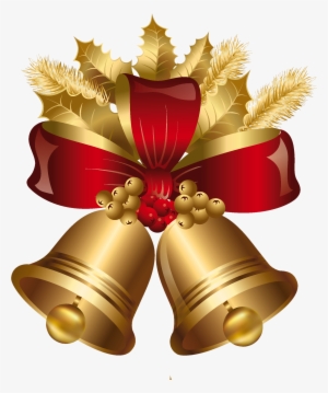 Christmas Golden Bells And Ribbon Png Clipart Image - Christmas Bells ...