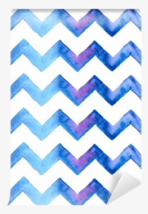 Chevron Watercolor Blue Background Wall Mural • Pixers® - Azul Turquesa E Azul Marinho #435855