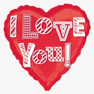 18" I Love You Doodle Foil Heart Balloon - Love You Heart Png #437149