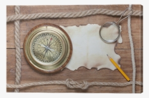 Compass, Burnt Paper, Pencil, Magnifying Glass And - Fondos De Madera Y Cuerdas #438100